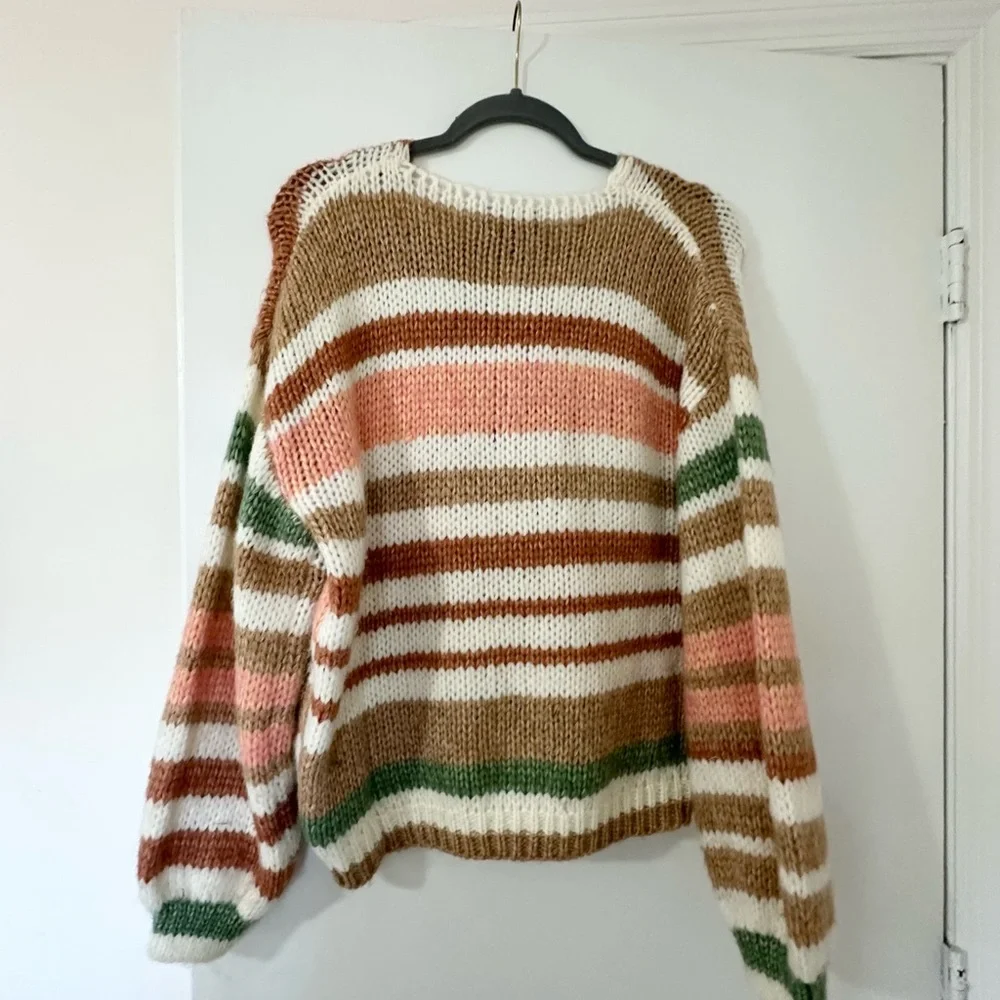 Striped Oversized Sweater Cardigan - Picture 9 of 9